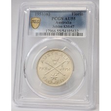 AUSTRALIA 1901-1951 . FLORIN . PCGS AU55 . JUBILEE